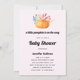 Söt orange akvarellpumpa Baby Shower Inbjudningar