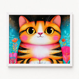 Söt orange amerikansk korthårig katt-målning poster