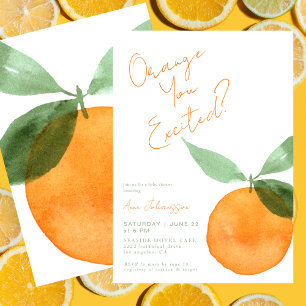 Söt Orange Är Du Upphetsad Citrus Babyfirande Inbjudningar