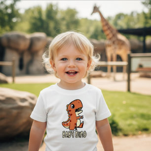 Söt orange baby dinosaurus t-shirt för småbarn