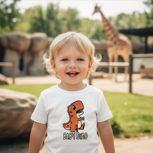 Söt orange baby dinosaurus t-shirt för småbarn  (Skapare uppladdad)
