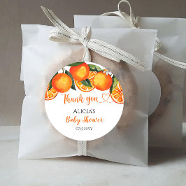 Söt orange Baby Shower Klassisk Rund Klistermärke