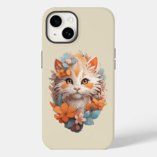 Söt Orange Blommig Kattunge Katt