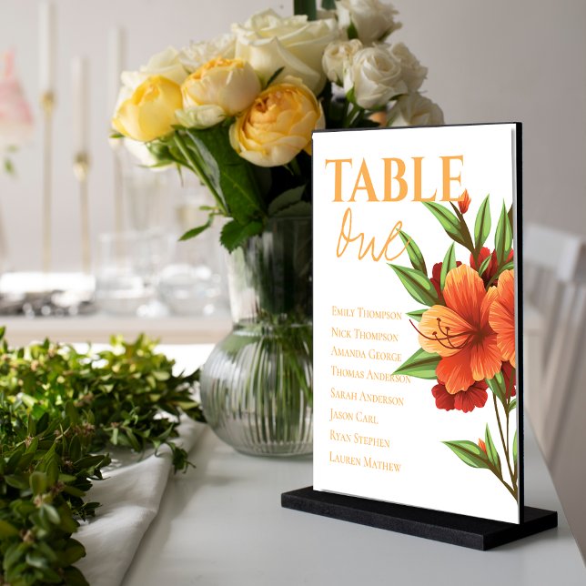 Söt Orange Blommigt Elegant bröllop Bord säten i (Pretty Orange Floral Elegant Wedding Table Seating)