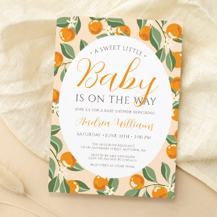Söt Orange Blommigt Grenar Citrus Baby Shower Inbjudningar