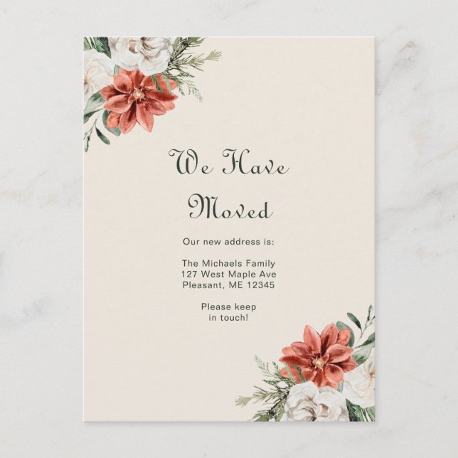 Söt Orange Blommigt och Flyttat som vi har  Vykort (Framsida)