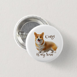 Söt orange corgi för ett positivt humör knapp