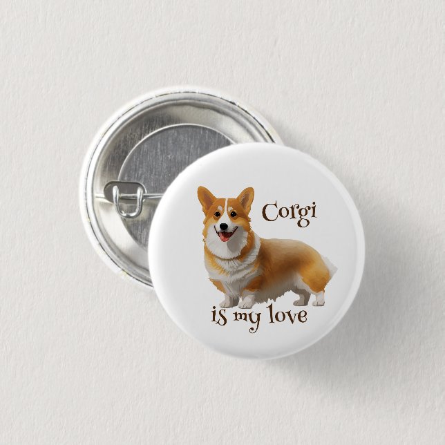 Söt orange corgi för ett positivt humör knapp (Framsida & baksida)