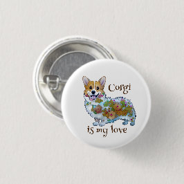 Söt orange corgi för ett positivt humör knapp