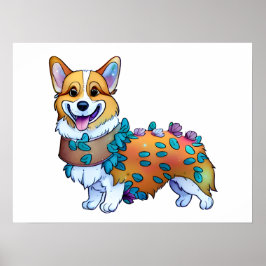 Söt orange corgi för ett positivt humör poster