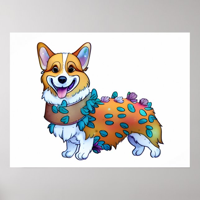 Söt orange corgi för ett positivt humör    poster (Framsidan)