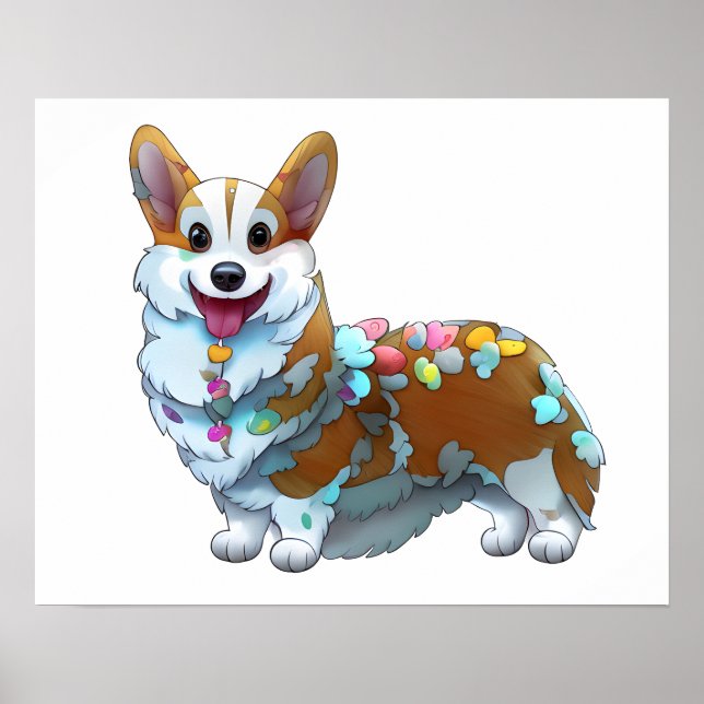Söt orange corgi för ett positivt humör    poster (Framsidan)