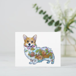 Söt orange corgi för ett positivt humör vykort