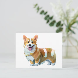 Söt orange corgi för ett positivt humör vykort