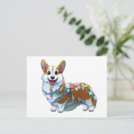 Söt orange corgi för ett positivt humör vykort