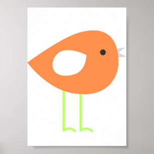 Söt orange fågelposter poster