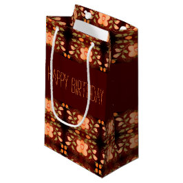 Söt Orange Flower Patternated Birthday Gift Bag