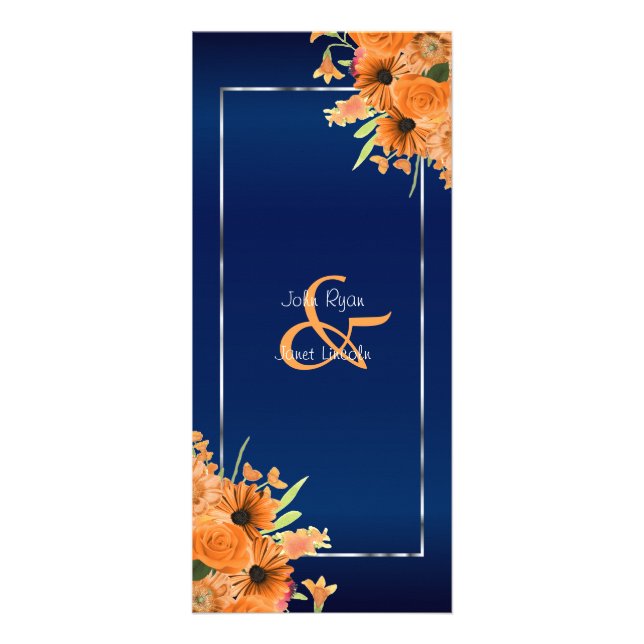 Söt Orange Flowers on Navy Blue - Program (Framsidan)