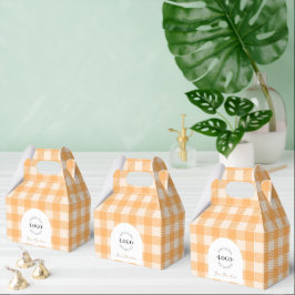 Söt orange gingham färgglad affärsreklam presentaskar