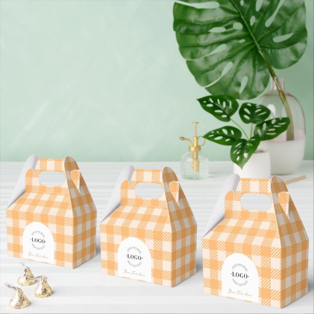 Söt orange gingham färgglad affärsreklam presentaskar (Multipel)