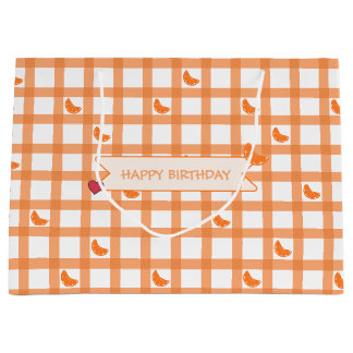 Söt orange gingham födelsedagsgratulation