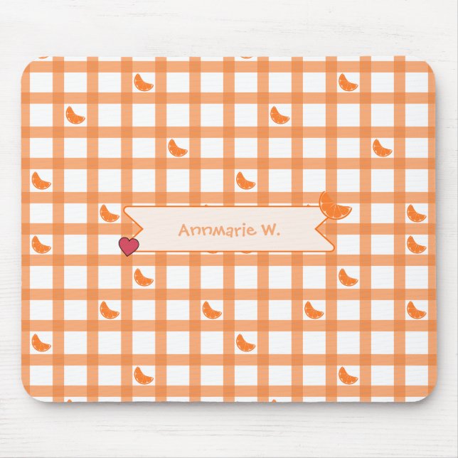 Söt orange gingham musmatta (Framsidan)