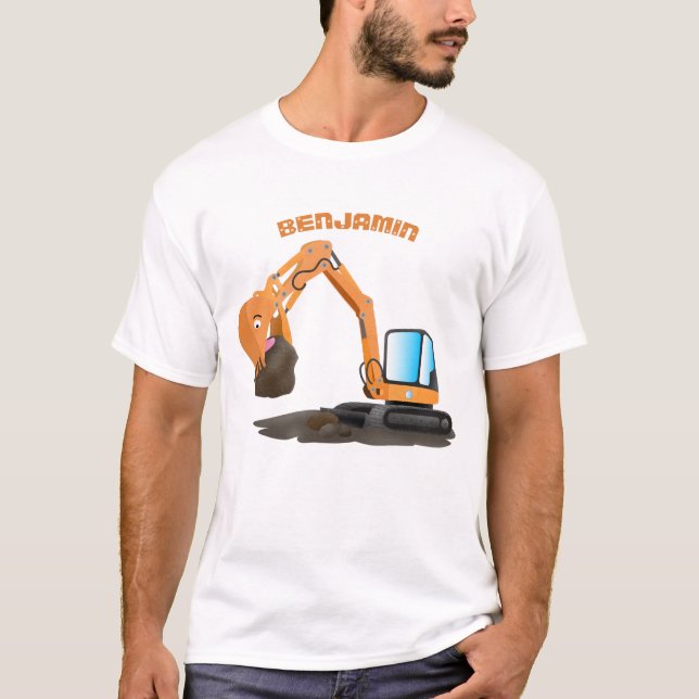 Söt orange grävmaskin serie t shirt (Framsida)