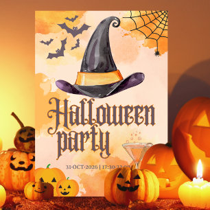 Söt orange Halloween-firande på kontoret med logot Inbjudningar