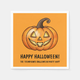 Söt orange Halloween-pumpa med anpassad text Pappersservett