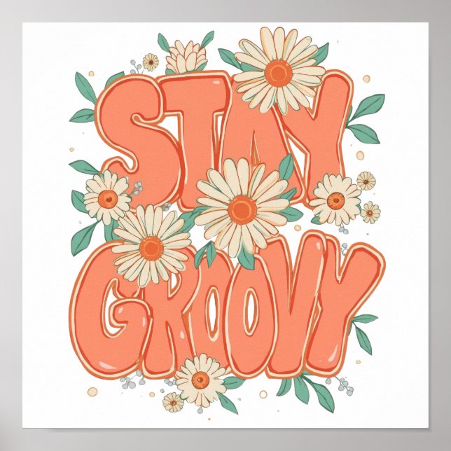 Söt Orange Hippie Typografi Poster (Framsidan)