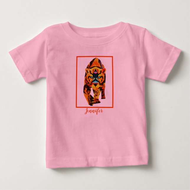 Söt orange illustrerad tigerbebis t-shirt för barn (Framsida)