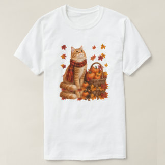 Söt orange katt höstskärpumpaskorv t shirt