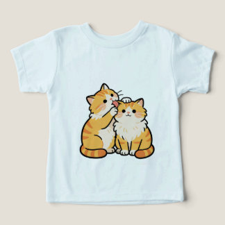 Söt Orange Katt Par Barn T-Shirt