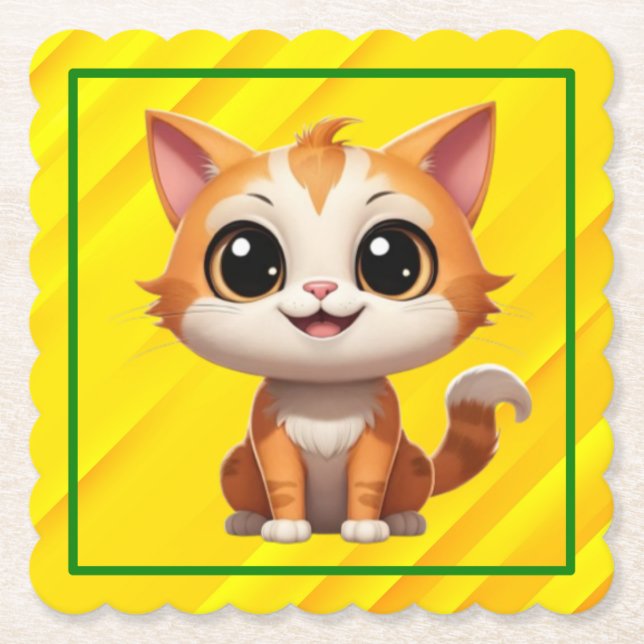 Söt orange katt seriefigur stil Karaktär-89738 Underlägg Papper (Framsida)