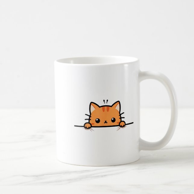 Söt orange kattunge kikat på dig Ginger C Kaffemugg (Höger)