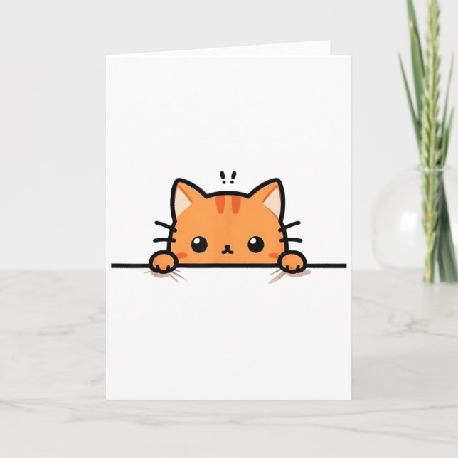 Söt orange kattunge som tittar på dig, rödhårig ka kort (Framsida)