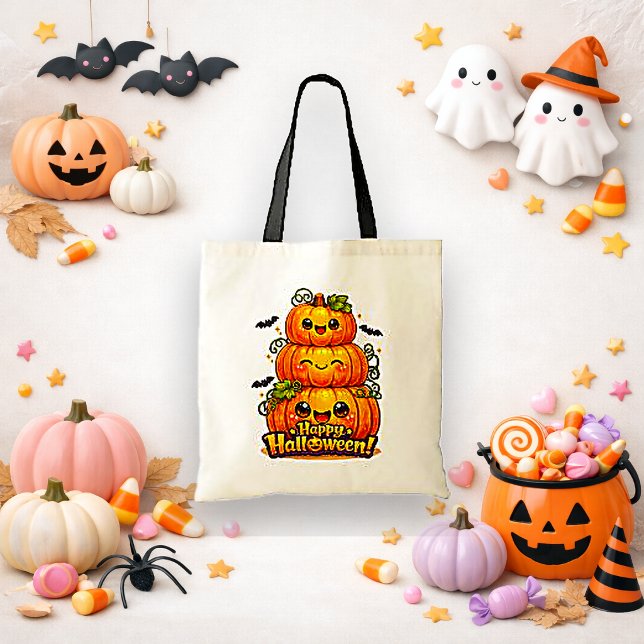 Söt Orange Kawaii Pumpa Bus eller Buss Tygkasse (Skapare uppladdad)