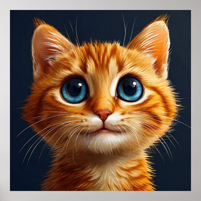 🐱 Söt Orange Kottväggkonst För Mysiga Utrymmen 🐱 Poster (Framsidan)