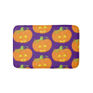 Söt Orange Lila Halloween Pumpamönster Badrumsmatta