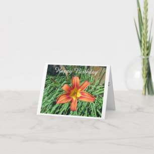 Söt Orange Lily Photo Birthday Kort