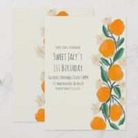 Söt Orange Ljus Botanisk Blommig Födelsedag