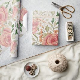 Söt Orange Ljus Och Rosor I Rosenskär Vattenfärg Presentpapper