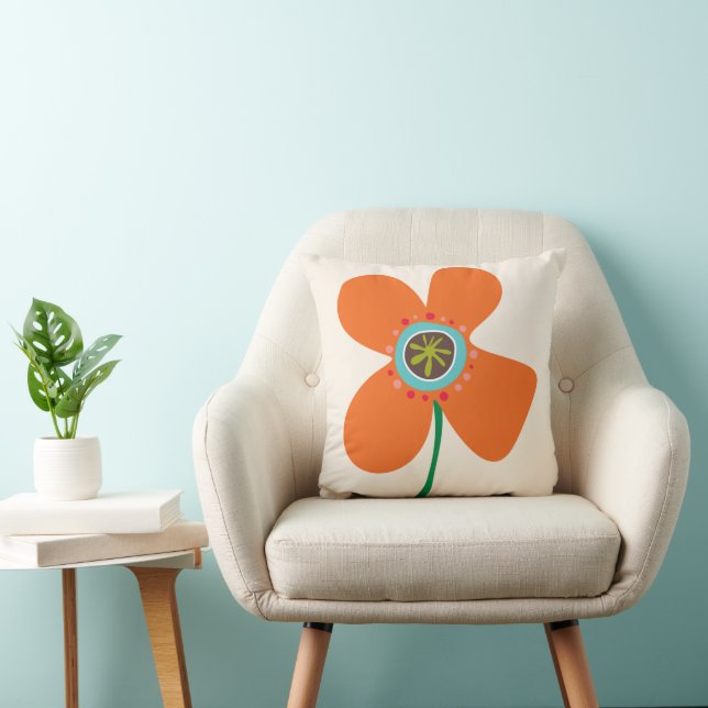 Söt Orange Margareta Pop Chic Sommar Blommor Mönst Kudde (Stol)