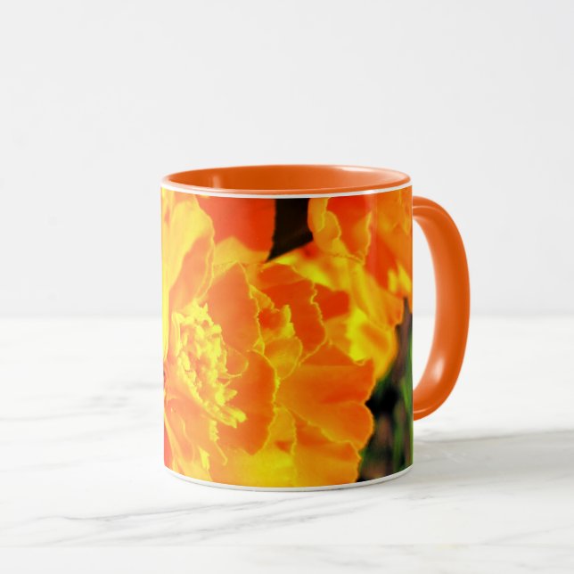 Söt Orange Marigolds Sunny Flowers Cheerful Mugg (Framsida höger)