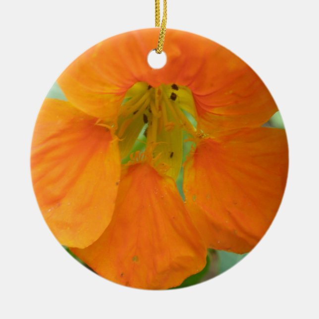Söt Orange Nasturtium Anpassningsbar födelsedag Julgransprydnad Keramik (Framsidan)