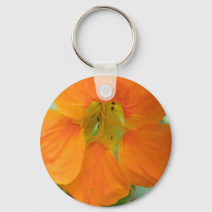 Söt Orange Nasturtium Flower Keychain Nyckelring