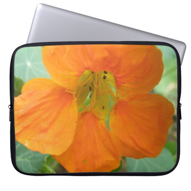 Söt Orange Nasturtiumblomma Bärbar dator Laptop Fodral (Framsidan)