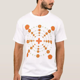Söt Orange och Grönt Garden Flowers jul T Shirt
