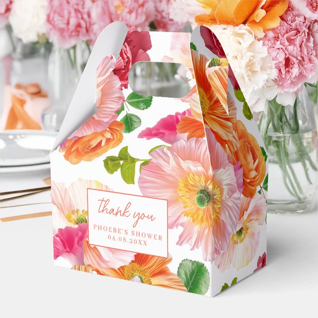 Söt Orange och Ljus Rosa Blommig Bröllopsbårdskåpa Presentaskar (Skapare uppladdad)