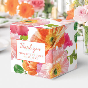 Söt Orange och Ljus Rosa Blommig Bröllopskvadrat Presentaskar